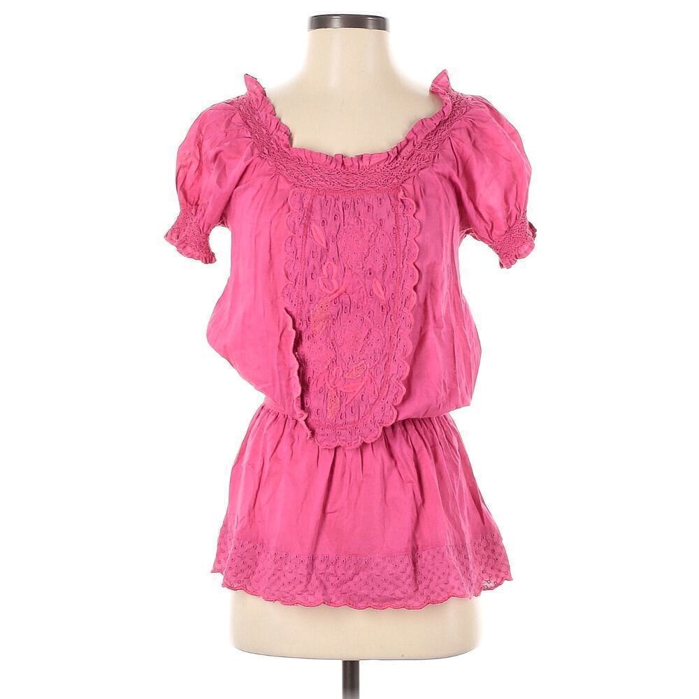 Double D Ranch Pink Top sz XS 100% cotton bohemian western casual